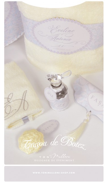 Trusou de botez pentru fetite vintage cu perle pastel, Rose Perls 6